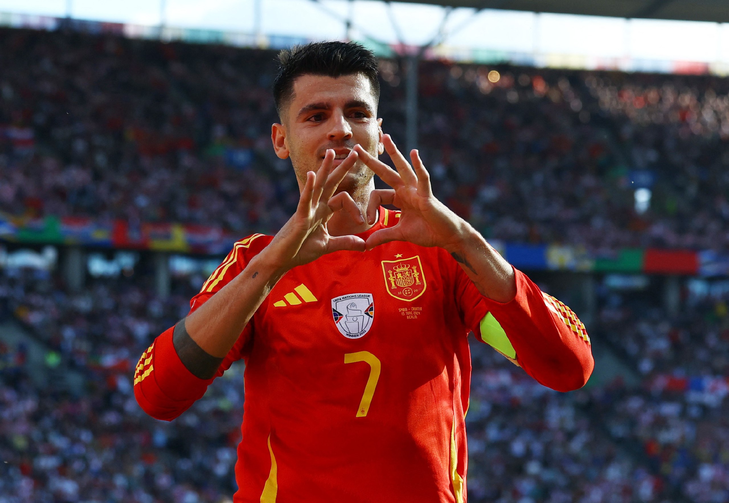 موراتا، مهاجم تیم ملی اسپانیا در یورو 2024 پس از گلزنی به کرواسی
