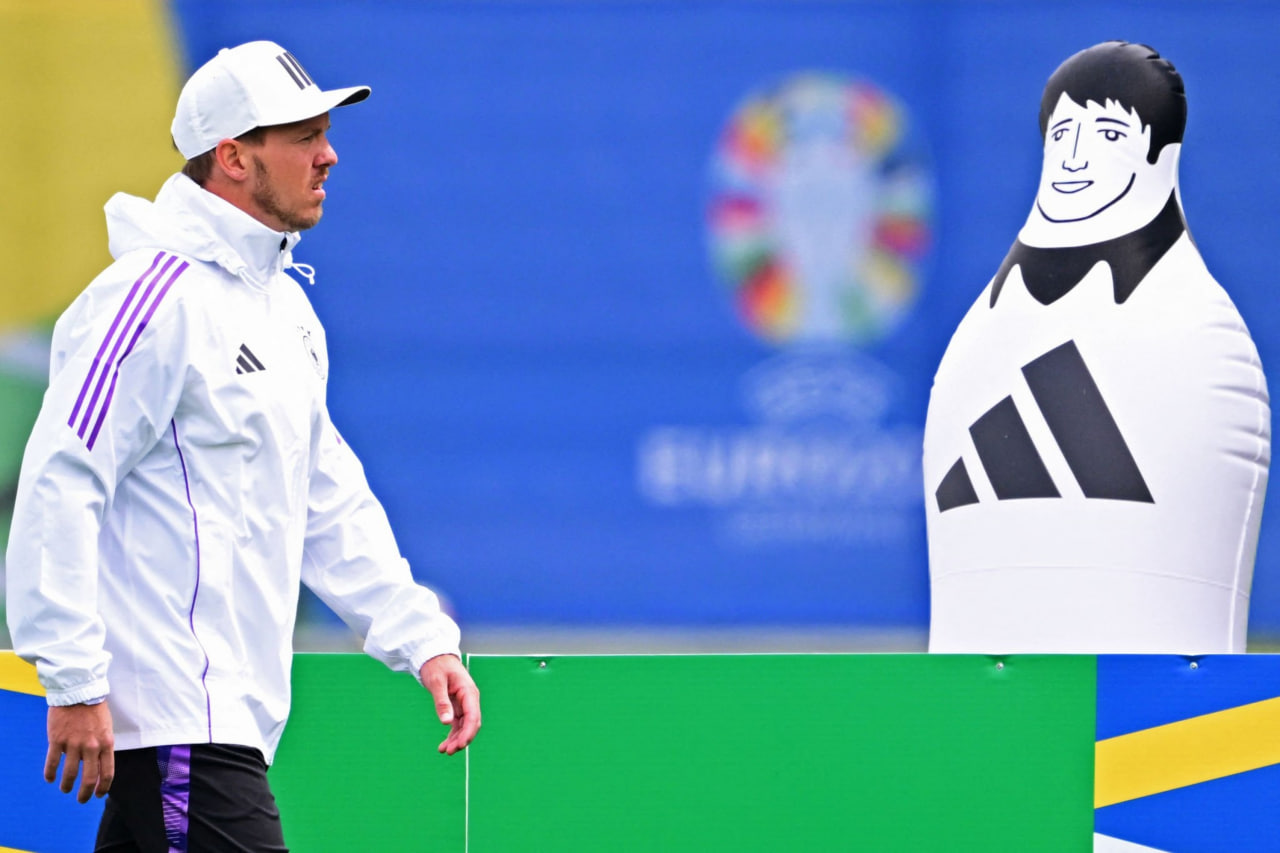 یولیان ناگلزمان در تمرینات تیم ملی آلمان پیش از بازی مقابل تیم ملی اسپانیا؛ یورو 2024