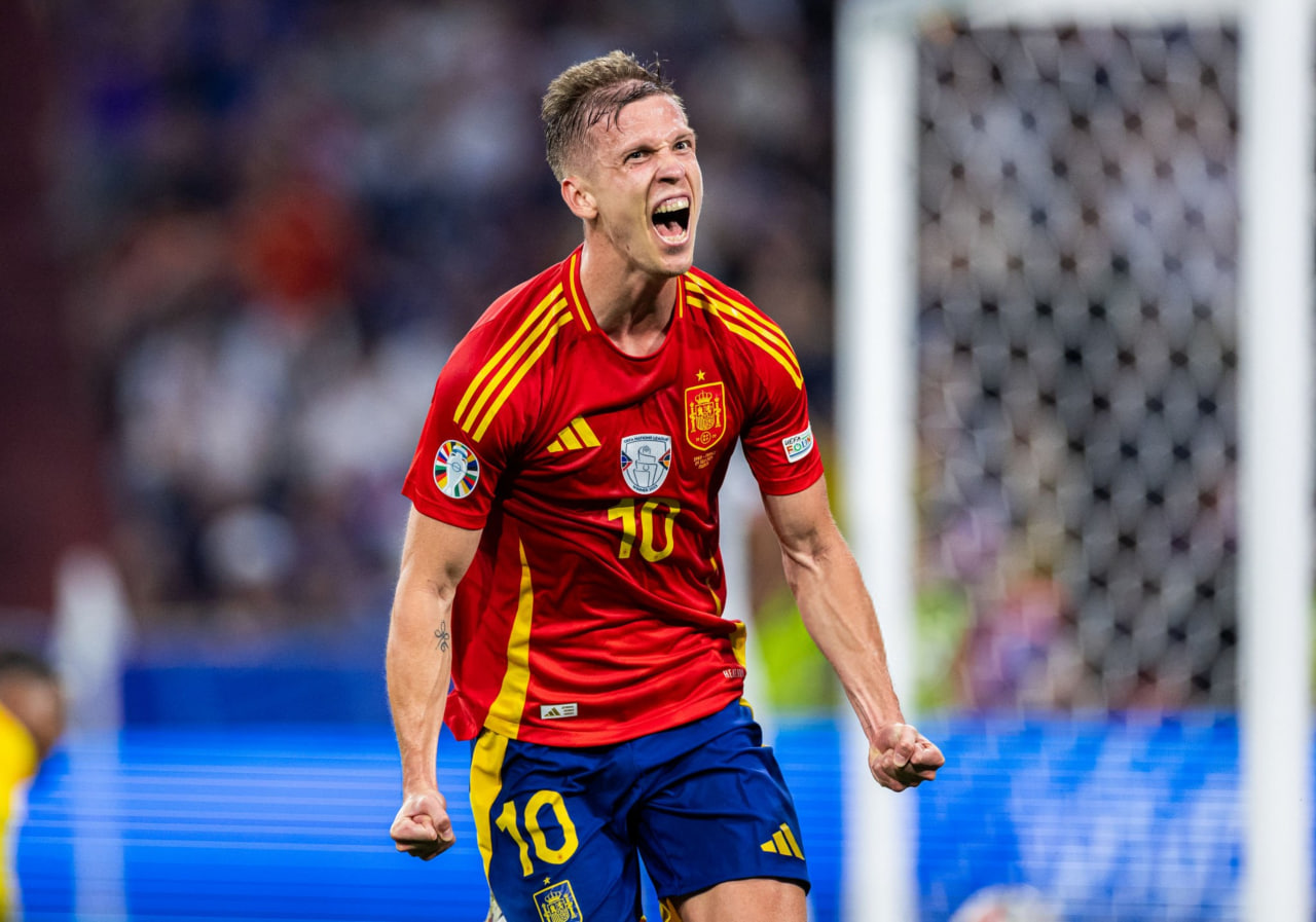 خوشحالی دنی اولمو در بازی اسپانیا و فرانسه در نیمه‌نهایی یورو 2024