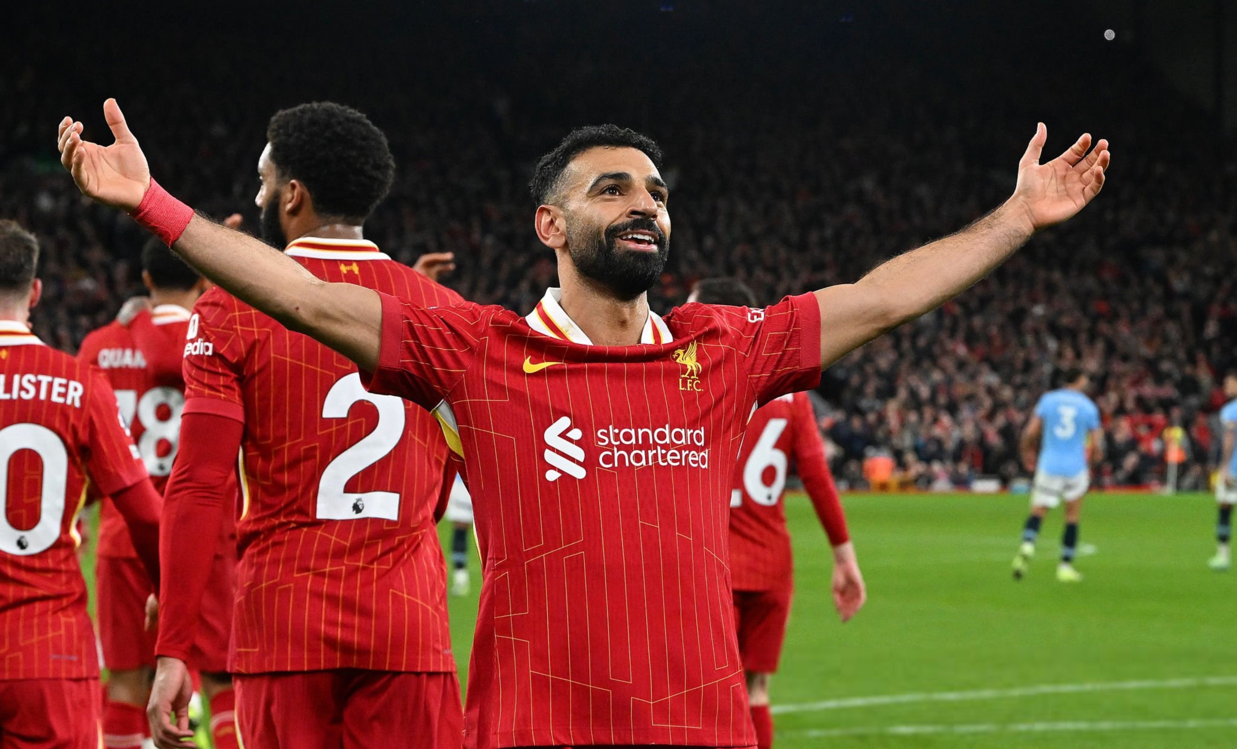 محمد صلاح وینگر مصری درحال شادی گل - لیورپول - لیگ برتر انگلیس