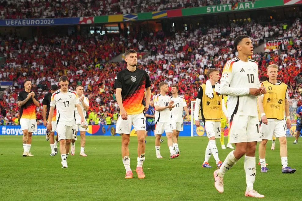 ناراحتی کای هاورتس و دیگر بازیکنان آلمان از شکست ۲-۱ برابر اسپانیا در یک چهارم نهایی یورو ۲۰۲۴