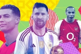 کریستیانو رونالدو، تیری آنری و لیونل مسی در طرح گرافیکی ESPN به مناسبت برترین فوتبالیست های قرن 21