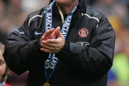 Sir Alex Ferguson, manager of Manchester United celebrates winning the Barclays Premiership title  2007