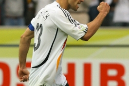 Michael Ballack after scoring his penalty during the quarter final of the 2006 FIFA World Cup between Germany and Argentina in the Olympic Stadium in Berlin, Germany.