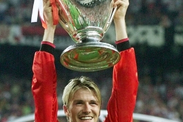 Lifting the Champions League trophy in 1999, after that miraculous comeback against Bayern Munich