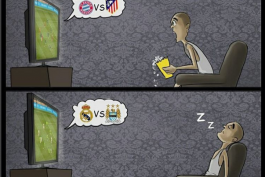 تفاوت بازی بایرن مونیخ و اتلتیکومادرید با رئال مادرید و منچستر سیتی (کاریکاتور)