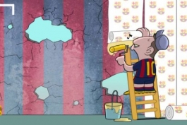 کاریکاتور روز: مسی در حال رنگ آمیزی دیوار کهنه بارسلونا