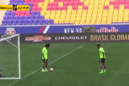 ویدیو؛ پاسکاری جالب نیمار و مارسلو در تمرینات برزیل (2)