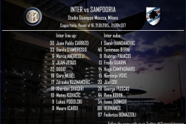 رسمی: ترکیب تیم فوتبال اینترمیلان برای جدال با سمپدوریا
