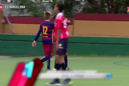  Barcelona under-12 Iker Almena nice skill and goal vs. Tecnofutbol