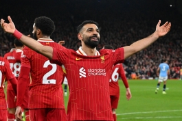 محمد صلاح وینگر مصری درحال شادی گل - لیورپول - لیگ برتر انگلیس