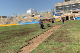 ایران-ترمیم چمن ورزشگاه تختی جم