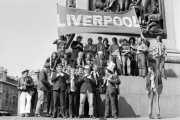 Liverpool fans in Trafalgar Square prior to the FA Cup Final between Liverpool and Arsenal held on May 8, 1971 at Wembley Stadium in London. Arsenal won the match 2-1 to complete the domestic double of the League championship and FA Cup winners.