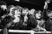 A young Liverpool fan cries during the European Cup 2nd Round 1st Leg Match between Liverpool and Red Star Belgrade at Anfield on October 24, 1973 in Liverpool,England.